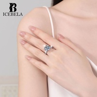 Bague luxueuse classique en argent sterling S925 avec moissanite ronde de 5 carats couleur D en forme d'œuf de pigeon pour femme