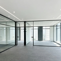 Cloison en verre trempé sans cadre, insonorisée, profilé en aluminium, séparateur de bureau en verre, salle de conférence, projet commercial