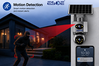 Kamera Surya ESOE AOV 4MP Pengingat Alarm Dua Lensa Kamera 4G WIFI dengan Audio Dua Arah Sensor CMOS FHD Penyimpanan Cloud Kamera Surya