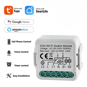 Módulo de interruptor WiFi inteligente SLS 2 Gang Tuya, módulo de relé de cable N + L con interruptores de Control remoto de capacidad 10A para sistema de hogar inteligente - Product Image 2
