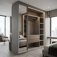 Dressing moderne sur mesure avec miroir de coiffeuse et éclairage LED, mobilier de chambre OEM/ODM pour villa