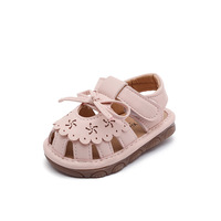 Sandales unisexes pour bébé, style princesse, à bout fermé, printemps-été, 0-1 an, fermeture à boucle, respirantes, antidérapantes, semelles souples