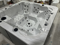 Baignoire extérieure moderne avec commande Balboa, 80 jets, mini spa pour 4-5 personnes, bain à remous extérieur avec bar, lumière LED colorée, chromothérapie