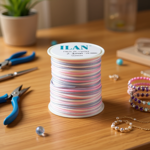 Cordón de cola de ratón Ilan de 2,5 mm, 50 m, teñido por secciones en gris, rosa y blanco, para manualidades y fabricación de joyas - Product Image 1