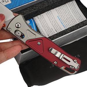 Cuchillo Plegable para Camping Tredknix BM535-9 Rojo, Hoja de Acero S30V con Punta Plana, Mango de Aleación de Aluminio, Grado Industrial - Product Image 3