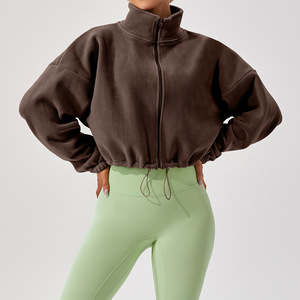 Vêtements d'<span class=keywords><strong>hiver</strong></span> pour femmes personnalisés Fabricants de sweats à <span class=keywords><strong>capuche</strong></span> zippés à manches longues de haute qualité Crop Top Hoodies pour femmes - Product Image 6