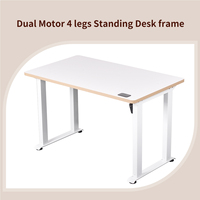 Poste de travail à double moteur, 4 pieds réglables en hauteur, bureau de direction, bureau intelligent assis-debout avec base de cadre de table élévatrice