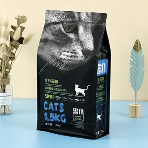 Bán nóng túi có khóa kéo với dây kéo thức ăn cho mèo đứng lên túi thức ăn cho chó bao bì thức ăn cho thú cưng túi đóng gói đáy phẳng