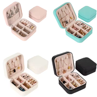 Boîte à bijoux en PU avec doublure en velours et fermeture à glissière, étui de présentation de bijoux portable en cuir PU