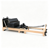Reformer de Pilates pliable en bois d'hévéa avec ressorts réglables, machine de fitness compacte pour la maison, le studio de yoga et l'entraînement de Pilates