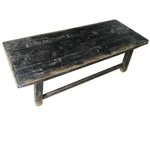 Mesa de centro rectangular antigua de madera maciza, mesa de centro para sala de estar, hecha a mano, China, color negro