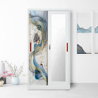 Armoire en acier à 2 portes, armoire métallique avec serrure et étagères pour la maison, la chambre à coucher