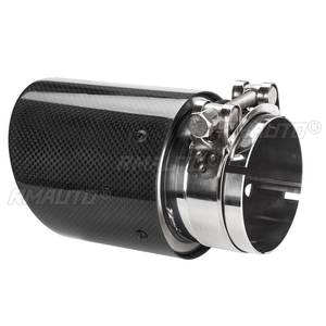Punta de escape universal de fibra de carbono negro brillante de 80 mm de entrada y 101 mm de salida para silenciador de coche - Product Image 2