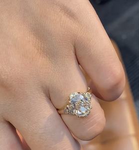 แหวนเพชรแกะสลักแบบเก่า9K 10K 14K 18K PT โรสเหลืองทองคำขาว/อัญมณีผลิตจากโรงงาน - Product Image 3