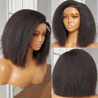 Peluca de Cabello Humano Real 12A, Estilo Bob Lacio con Trenzas Africanas, Tejida a Mano, para Todos los Tonos de Piel y Formas de Rostro