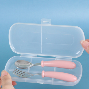 Boîte de rangement pour cuillères d'alimentation en silicone pour bébés SUNSHING, ensemble de couverts de voyage, étui pour cuillère et fourchette, OEM ODM, étui de transport pour ustensiles de bébé - Product Image 3
