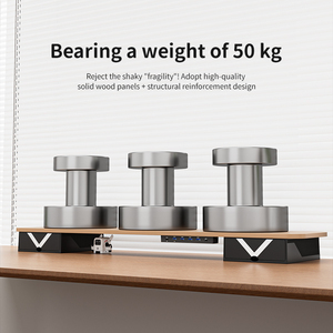 黒のコンピューターモニター高さスタンド、二重層の引き出し、より多くのスペースを提供可能、無垢材製 - Product Image 3