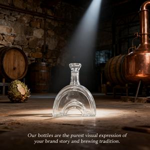 Bouteille en verre arquée personnalisée de luxe de 700 ml avec bouchon en liège estampé à chaud pour whisky, vodka, vin, <span class=keywords><strong>tequila</strong></span> - Product Image 2