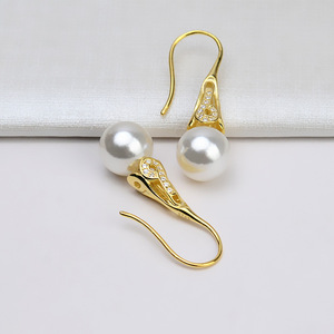 Accessoires DIY, boucles d'oreilles coréennes en argent S925, boucles d'oreilles pour femmes, boucles d'oreilles à perle, support vide, plaqué or, boucles d'oreilles longues, 1229 - Product Image 2