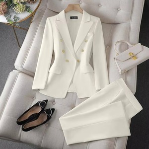 Retro Regular Fit Anti-Wrinkle <strong>Velour</strong> Solid Blazer Fashion Women's Casual Designed Top and <strong>Trousers</strong> Suit - Product Image 3