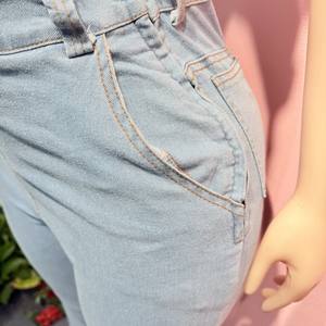 Nuova Tuta Intera da <span class=keywords><strong>Donna</strong></span> in Denim Lavato Elasticizzato con Spalle Scoperte, Vita Annodabile e Gamba Svasata, Outfit <span class=keywords><strong>Sexy</strong></span> Casual Stile Y2K Retrò - Product Image 5