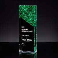 Trophée en cristal scintillant personnalisé avec gravure et impression couleur, design gratuit, pour récompense des employés exceptionnels lors de réunions annuelles