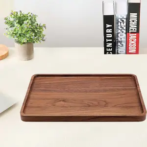 Custom High Quality Wooden Rectangular Tray Natural Walnut Wooden Tray Serving Wood Valet Tray