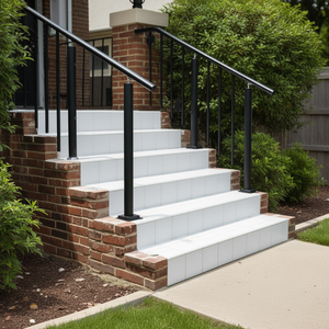 Kit de rampe d'escalier en aluminium noir à angle réglable pour extérieur, 4 pieds, pour 1 à 4 marches, garde-corps intérieur/extérieur - Product Image 2