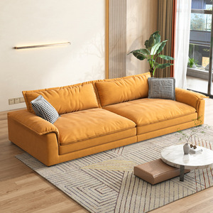 Canapé en tissu de technologie minimaliste italienne, tissu abrasif ultra large, assise profonde, salon droit, en latex - Product Image 3