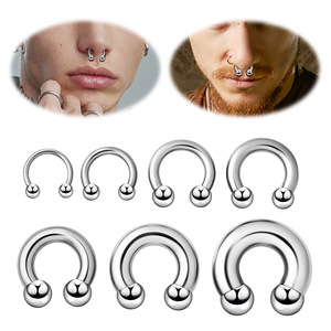 <span class=keywords><strong>Anneau</strong></span> en acier de grande taille en forme de fer à cheval, anneaux de piercing en forme de C pour le nez et les lèvres, dilatateur d'<span class=keywords><strong>oreille</strong></span> - Product Image 1