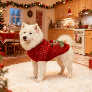 크리스마스 엘크 플러스 사이즈 니트 애완 동물 스웨터 아크릴 열 축제 휴일 복장 도매 사용자 정의 - Product Image 4