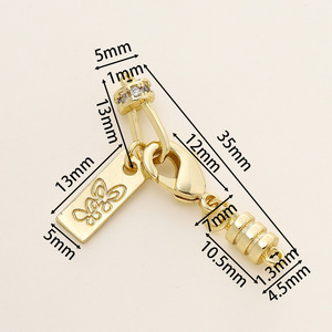 18K Gold Plated Copper Hook Clasp With Cubic Zirconia Butterfly Design For Necklaces And Bracelets Small Size DIY Jewelry - Product Image 2