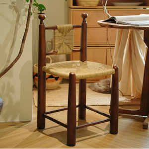 Sedia <span class=keywords><strong>da</strong></span> pranzo rustica in legno massello di gomma, con seduta in corda intrecciata a mano, sedia d'accento in legno antico, sedia laterale <span class=keywords><strong>da</strong></span> cucina per ristorante - Product Image 1