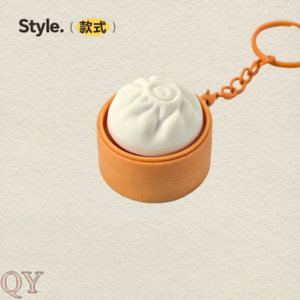 QY Simulation Alimentaire Pop Bouton Porte-clés Mini Chignon À La Vapeur Fruit Forme Soulagement Du Stress Décompression Jouet - Product Image 2
