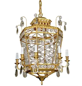 China Fabriek Decoratie Lamp 8 Lampjes Messing Kaars Glazen Kroonluchter
