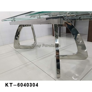 <span class=keywords><strong>Mesa</strong></span> de <span class=keywords><strong>Comedor</strong></span> Moderna de Lujo Ligero con Vidrio Templado, Estructura de <span class=keywords><strong>Acero</strong></span> Inoxidable, Diseño Simple <span class=keywords><strong>y</strong></span> Creativo, <span class=keywords><strong>Extensible</strong></span> - Product Image 6