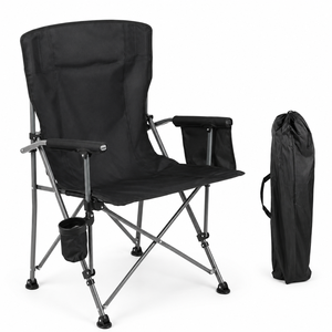 Chaise pliante d'extérieur portable avec accoudoirs, tissu polyester durable, design léger pour le camping, la randonnée, la pêche et la plage - Product Image 1