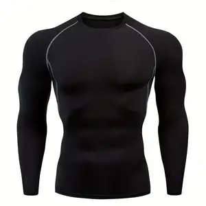 Men's compression shirt paired with a long-sleeved athletic fitness top for a quick fit Fitness Men's Long Sleeve Zip T-Shirt