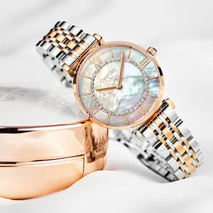 Marchio di lusso femminile in acciaio inossidabile orologi al quarzo da donna con diamanti orologio di cristallo moda per ragazze