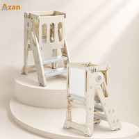 Torre de aprendizaje plegable para niños con barandilla, taburete de cocina para niños pequeños con pizarra de dibujo, venta al por mayor de fábrica OEM ODM
