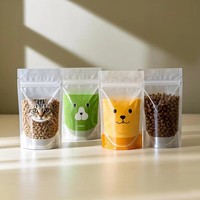 Sacs d'emballage pour aliments pour animaux de compagnie en plastique à fond plat, résistants à la chaleur et à l'humidité, imprimés sur mesure, réutilisables, refermables, pour chiens et chats, de 5 à 25 kg