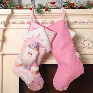Nouvelles décorations de Noël cadeau Logo personnalisé nom personnalisé broderie tricot rose <span class=keywords><strong>bas</strong></span> de Noël pour enfants cadeau de Noël - Product Image 3