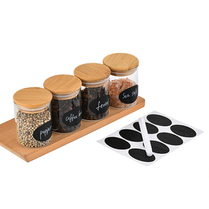 Frascos <span class=keywords><strong>de</strong></span> Vidrio Transparente Apilables para Especias <span class=keywords><strong>de</strong></span> Cocina <span class=keywords><strong>con</strong></span> Tapas <span class=keywords><strong>de</strong></span> Bambú Herméticas y Etiquetas Impermeables para Almacenar Hierbas y Especias - Product Image 3