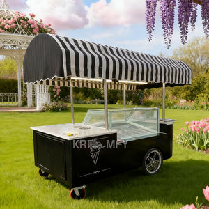 Truck <b>Trolley</b> Gelato Freezer Push Ice Cream Display Case Outdoor Flower Cart - Product Image 4
