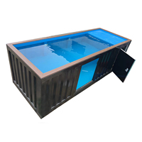 Grand conteneur d'expédition de 20 pieds 40 pieds piscine fenêtre en verre extérieur hors sol piscine familiale piscines en bois coquille natation