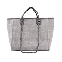 Sac fourre-tout en toile de différentes tailles, grande capacité, pour femmes, loisirs, extérieur, sac à bandoulière, sac à main avec chaîne