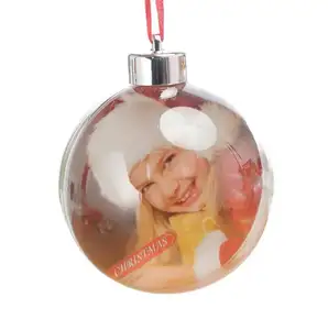 Transparent Christmas Tree Ornament Ball Picture Photo Frame Plastic Xmas Baubles