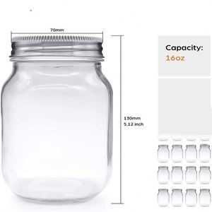 Food Grade Clear Glass Square Shape Mason <b>Jars</b> 5oz-33oz Airtight Wide Mouth Canning <b>Pickling</b> Aluminum Lid Custom Logo OEM/ODM - Product Image 6
