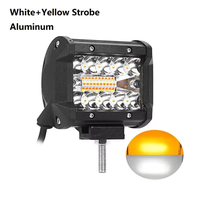 Barre lumineuse de travail à LED pour voiture 4 pouces 60W Barre lumineuse à LED pour phares antibrouillard Offroad Blanc Jaune Flash stroboscopique pour voiture camion