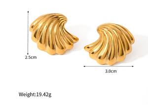 أقراط من الفولاذ المقاوم للصدأ من سلسلة قشرة جديدة مع نفس الفقرة أقراط من الفولاذ المقاوم للصدأ لرياح الشاطئ - Product Image 4